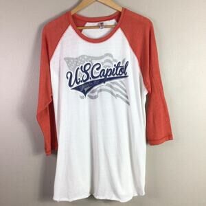 Washington DC US Capital 3/4 Sleeve Red White 2XL XXL